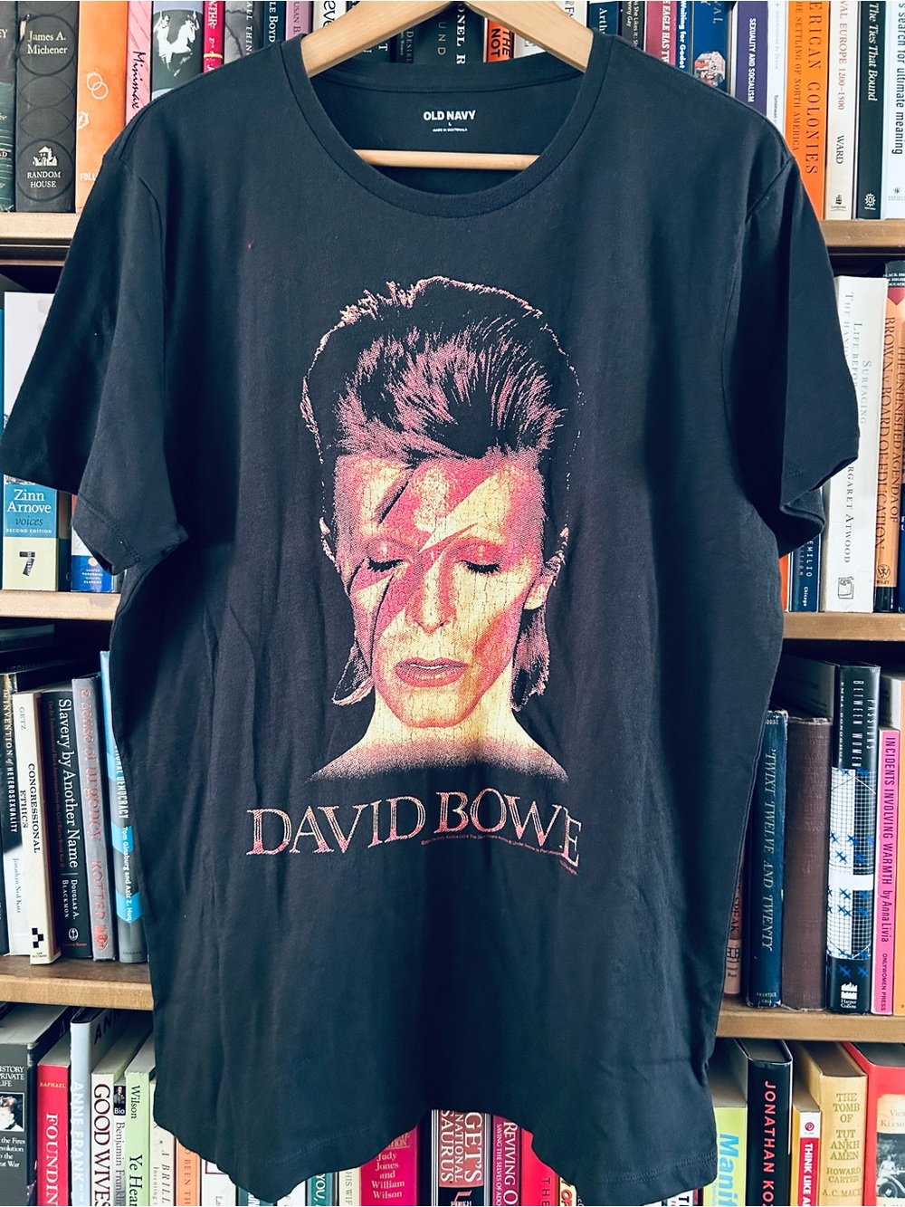 Old Navy David Bowie Ziggy Stardust Black 100% Cotton Short Sleeve Tshirt size L